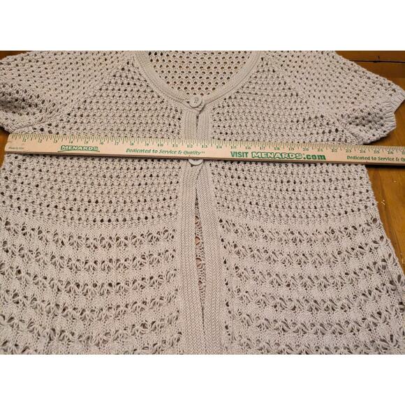 St Johns Bay Crochet Cardigan 3X Beige Babydoll Sweater Fisherman Short Sleeve - Picture 7 of 10